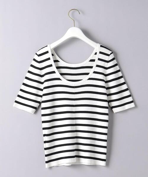 UNITED ARROWS（ユナイテッドアローズ）の「＜UNITED ARROWS＞C/P Uネック ニット W（ニット/セーター・レディース・ホワイト/ブラック/その他1・FREE）」の12枚目の写真