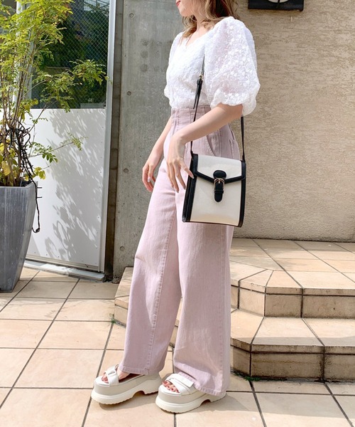 OLIVE des OLIVE（オリーブデオリーブ）の「バルーン袖オーガンジーブラウス（シャツ/ブラウス・レディース・オフホワイト/イエロー・FREE）」の4枚目の写真