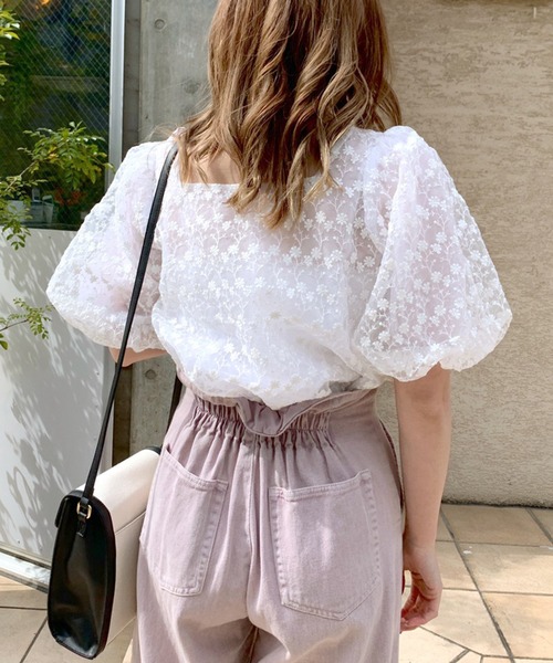 OLIVE des OLIVE（オリーブデオリーブ）の「バルーン袖オーガンジーブラウス（シャツ/ブラウス・レディース・オフホワイト/イエロー・FREE）」の8枚目の写真