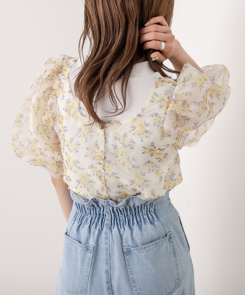 OLIVE des OLIVE（オリーブデオリーブ）の「バルーン袖オーガンジーブラウス（シャツ/ブラウス・レディース・オフホワイト/イエロー・FREE）」の17枚目の写真