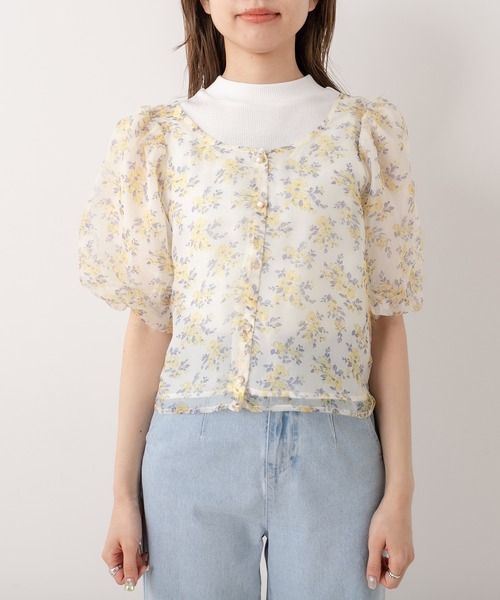 OLIVE des OLIVE（オリーブデオリーブ）の「バルーン袖オーガンジーブラウス（シャツ/ブラウス・レディース・オフホワイト/イエロー・FREE）」の18枚目の写真