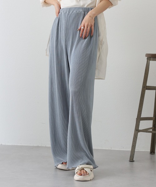 COLONY 2139（コロニートゥーワンスリーナイン）の「サテンミニプリーツストレートパンツ（その他パンツ・レディース・ブラック/ブルー/アイボリー/グレイッシュベージュ・MEDIUM/LARGE）」の8枚目の写真