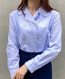 Voyage titty&Co.PETIT | 【Voyage titty&Co.】ダブルボタンストライプシャツ(シャツ/ブラウス)