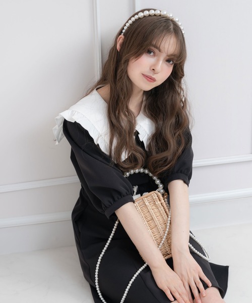 DearMyLoveRose(ディアマイラブローズ)の「大きめセーラー襟レディワンピース(ワンピース・レディース・ブラック/ベージュ/ブラック系その他/ベージュ系その他・X-LARGE/MEDIUM/XX-LARGE/LARGE)」の7枚目の写真