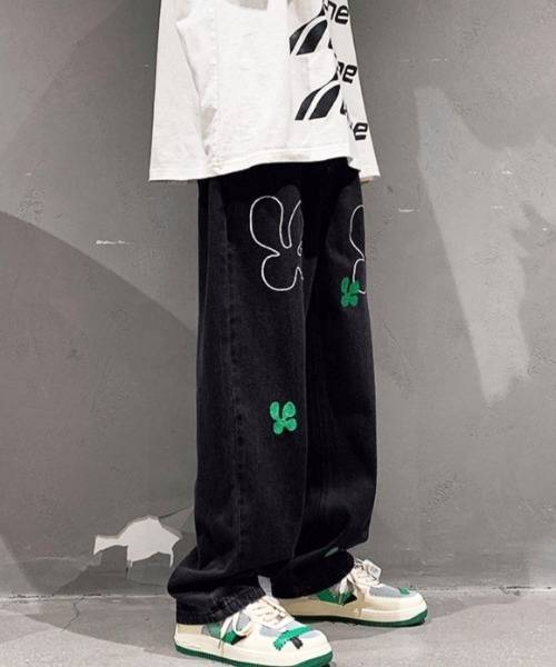 ARULE(アルール)の「A'GEM/9 × .kom『ARULE/アルール』ワイドシルエット 英字 ワッペンデニムパンツ(デニムパンツ・メンズ・ブラック/ブルー・M/L)」の9枚目の写真