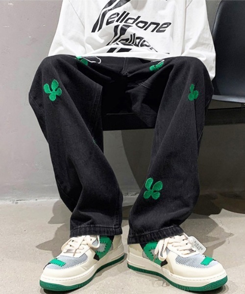 ARULE(アルール)の「A'GEM/9 × .kom『ARULE/アルール』ワイドシルエット 英字 ワッペンデニムパンツ(デニムパンツ・メンズ・ブラック/ブルー・M/L)」の12枚目の写真