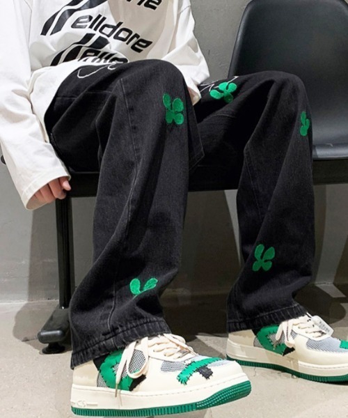 ARULE(アルール)の「A'GEM/9 × .kom『ARULE/アルール』ワイドシルエット 英字 ワッペンデニムパンツ(デニムパンツ・メンズ・ブラック/ブルー・M/L)」の13枚目の写真