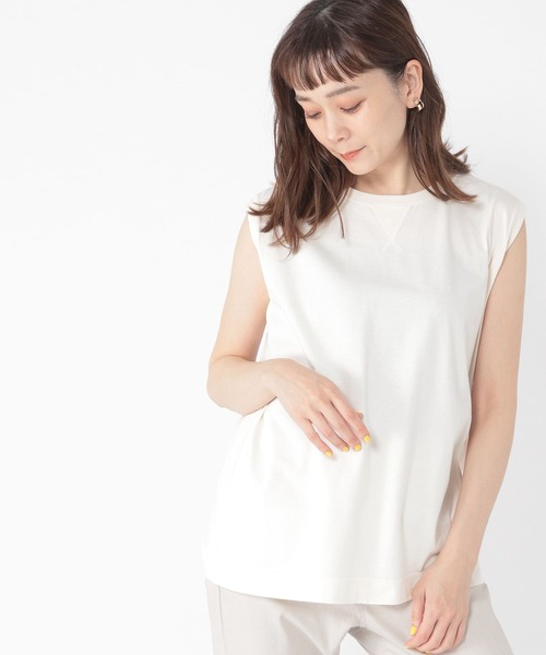 studio CLIP（スタディオクリップ）の「ガゼットノースリーブTシャツ（Tシャツ/カットソー・レディース・カーキ/ブルー/スモーク/アイボリー・FREE）」の2枚目の写真