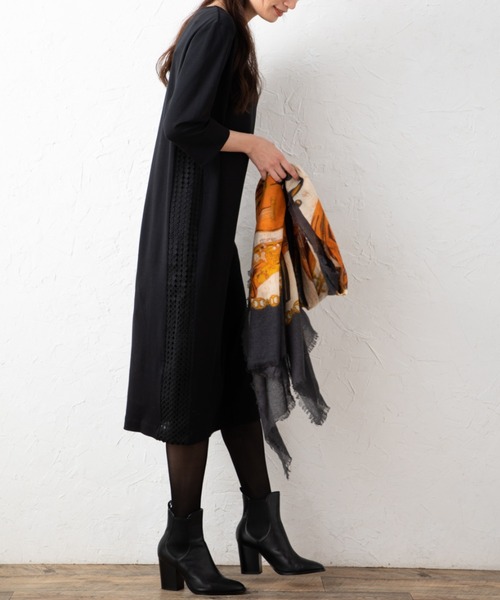 aunt lily(アントリリー)の「サイドレースアクセントワンピース(ワンピース・レディース・ブラック/ダークベージュ・M/L/LL/3L/S)」の8枚目の写真