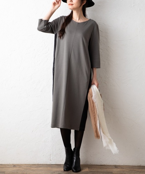 aunt lily(アントリリー)の「サイドレースアクセントワンピース(ワンピース・レディース・ブラック/ダークベージュ・M/L/LL/3L/S)」の14枚目の写真