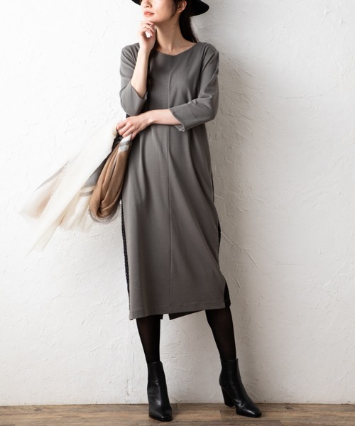 aunt lily(アントリリー)の「サイドレースアクセントワンピース(ワンピース・レディース・ブラック/ダークベージュ・M/L/LL/3L/S)」の15枚目の写真