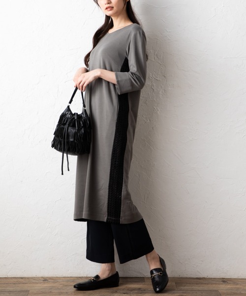 aunt lily(アントリリー)の「サイドレースアクセントワンピース(ワンピース・レディース・ブラック/ダークベージュ・M/L/LL/3L/S)」の17枚目の写真