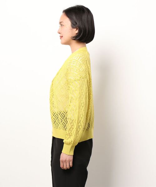 sm2rhythm（サマンサモスモスリズム）の「柄編みニットカーディガン（カーディガン/ボレロ・レディース・ホワイト/ブラック/イエロー・ﾌﾘ-）」の4枚目の写真