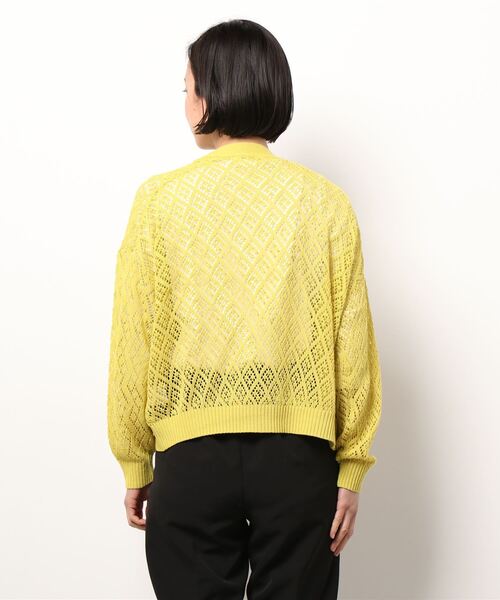 sm2rhythm（サマンサモスモスリズム）の「柄編みニットカーディガン（カーディガン/ボレロ・レディース・ホワイト/ブラック/イエロー・ﾌﾘ-）」の5枚目の写真