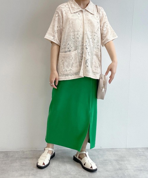 シャツ/ブラウス(半袖/袖なし) VELOR PIPING SHEER BLOUSE CLANE（クラネ）の「VELOR PIPNIG SHEER BLOUSE（シャツ/ブラウス