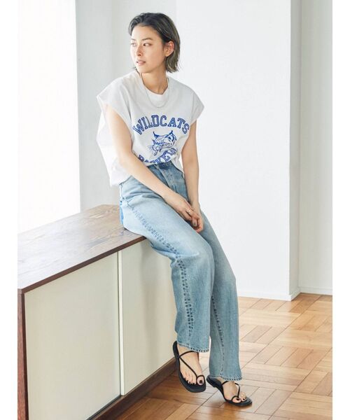 Russell Athletic(ラッセルアスレティック)の「RUSSELL別注 プリントロゴタンクトップ(Tシャツ/カットソー・レディース・オフホワイト/チャコールグレー/ブラウン・FREE)」の13枚目の写真
