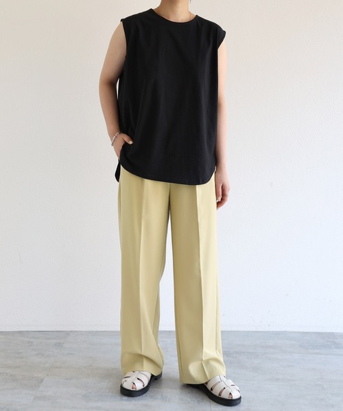 andme(アンドミー)の「ワキ見え防止ノースリーブトップス(Tシャツ/カットソー・レディース・ブラック/オフホワイト/テラコッタ/チャコールグレー/イエロー・M)」の18枚目の写真