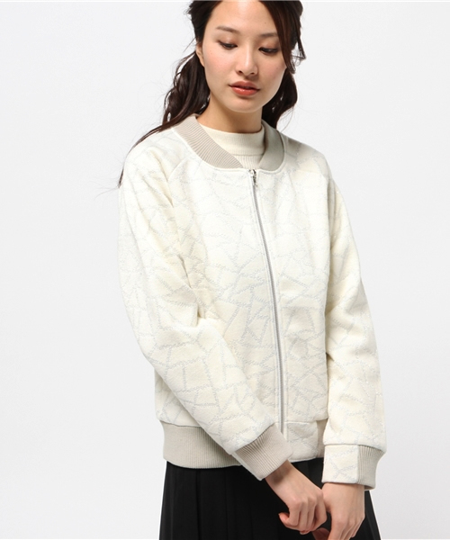 OUTLET(アウトレット)の「【WHO'S WHO gallery】ニットジャガードブルゾン(ブルゾン・レディース・ブラック/オフホワイト・FREE)」の2枚目の写真