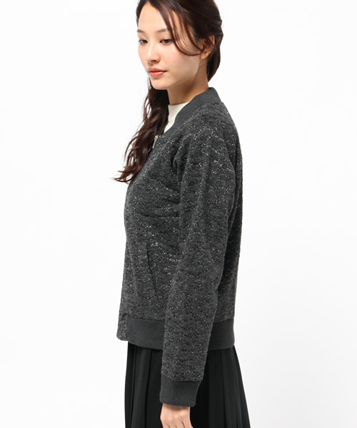 OUTLET(アウトレット)の「【WHO'S WHO gallery】ニットジャガードブルゾン(ブルゾン・レディース・ブラック/オフホワイト・FREE)」の4枚目の写真