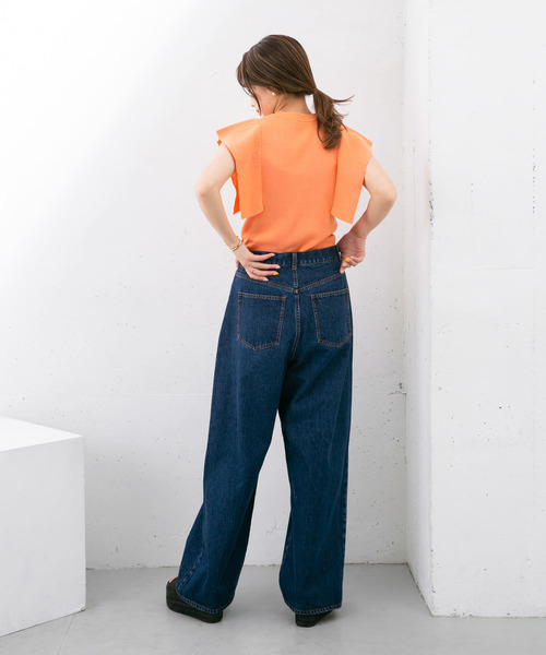 KBF(ケイビーエフ)の「ボーイッシュダメージデニム(デニムパンツ・レディース・ライトブルー/ネイビー/グレー・38/36)」の12枚目の写真