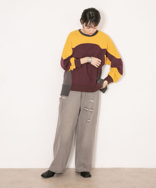 KBF(ケイビーエフ)の「ボーイッシュダメージデニム(デニムパンツ・レディース・ライトブルー/ネイビー/グレー・38/36)」の22枚目の写真