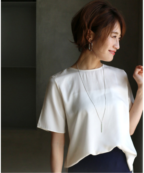 Ehre style（エーレスタイル）の「オフィスで着られるきちんとＴシャツ（Tシャツ/カットソー・レディース・ブラック/ベージュ/ピンク/アイボリー・FREE）」の15枚目の写真