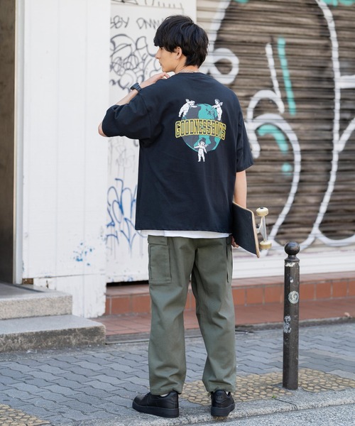 Rocky Monroe（ロッキーモンロー）の「オーバーサイズ 別注 エンジェルプリント半袖Tシャツ アメリカコットン（Tシャツ/カットソー・メンズ・ホワイト/ブラック/パープル/ブルー/グリーン/チャコール・M/L/XL）」の14枚目の写真