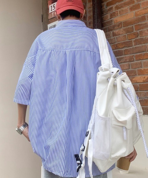 MGV(エムジーヴィー)の「ワンポイント刺繍ストライプシャツ(シャツ/ブラウス・メンズ・ブルー/ブラック/グリーン・LARGE/X-LARGE/MEDIUM)」の6枚目の写真