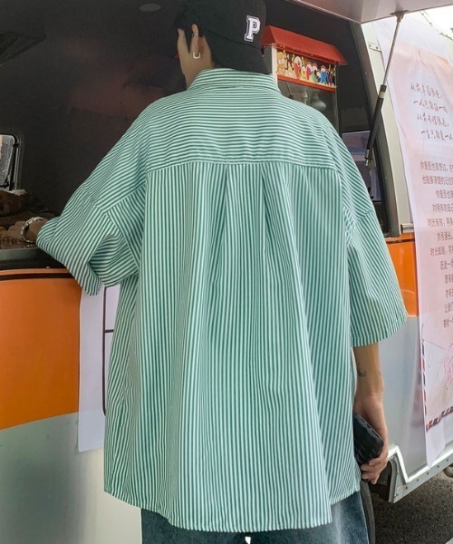 MGV(エムジーヴィー)の「ワンポイント刺繍ストライプシャツ(シャツ/ブラウス・メンズ・ブルー/ブラック/グリーン・LARGE/X-LARGE/MEDIUM)」の10枚目の写真