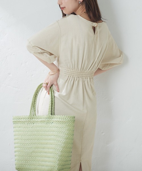 natural couture（ナチュラルクチュール）の「配色ステッチランタンナローワンピース（ワンピース・レディース・ブラック/ライトベージュ/グリーン/オレンジ/チェック・FREE）」の22枚目の写真