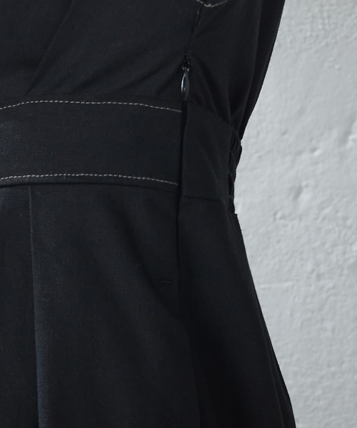 natural couture（ナチュラルクチュール）の「配色ステッチランタンナローワンピース（ワンピース・レディース・ブラック/ライトベージュ/グリーン/オレンジ/チェック・FREE）」の10枚目の写真