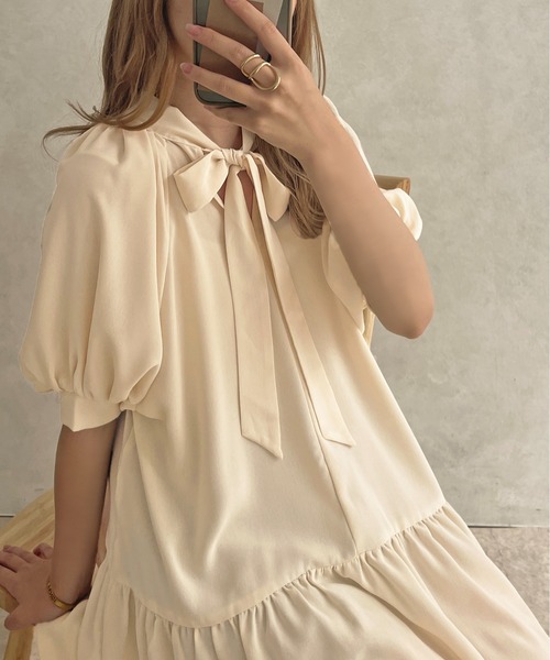 apres jour clair(アプレジュールクレア)の「【apres jour clair】2WAYリボンチュニックワンピース【ZOZOTOWN限定アイテム】(ワンピース・レディース・ベージュ/アイボリー/ピンク系その他・X-LARGE/フリー)」の10枚目の写真