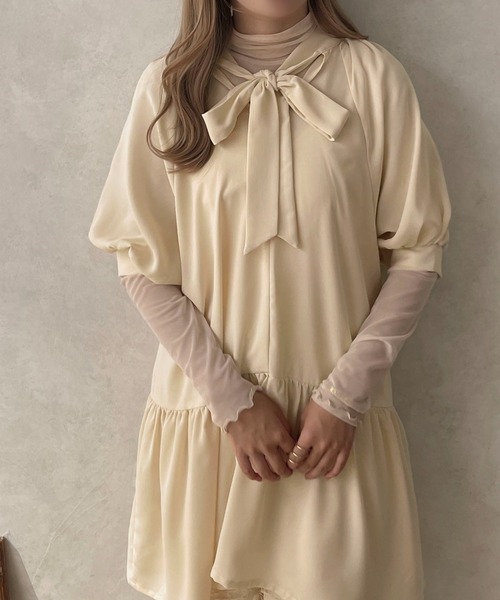 apres jour clair(アプレジュールクレア)の「【apres jour clair】2WAYリボンチュニックワンピース【ZOZOTOWN限定アイテム】(ワンピース・レディース・ベージュ/アイボリー/ピンク系その他・X-LARGE/フリー)」の13枚目の写真