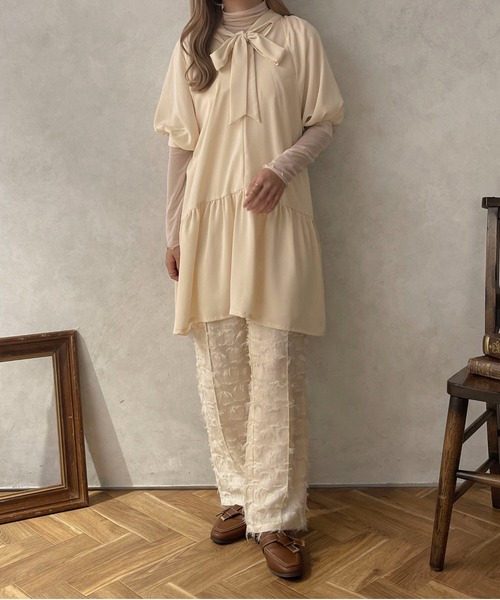 apres jour clair(アプレジュールクレア)の「【apres jour clair】2WAYリボンチュニックワンピース【ZOZOTOWN限定アイテム】(ワンピース・レディース・ベージュ/アイボリー/ピンク系その他・X-LARGE/フリー)」の11枚目の写真