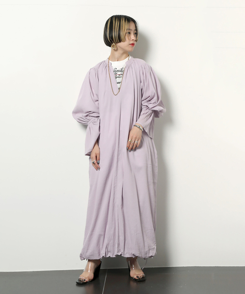 セール】【WRYHT/ライト】GATHERD SLEEVE FOLK DRESS：ワンピース  