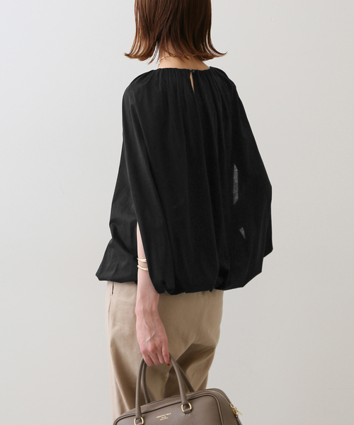 SLOBE IENA(スローブイエナ)の「シアーギャザーカットソー(Tシャツ/カットソー・レディース・ブラック/ライトグリーン・FREE)」の10枚目の写真