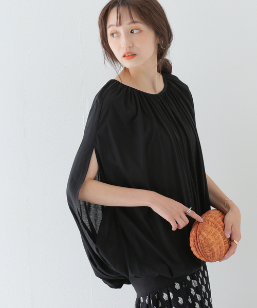 SLOBE IENA(スローブイエナ)の「シアーギャザーカットソー(Tシャツ/カットソー・レディース・ブラック/ライトグリーン・FREE)」の13枚目の写真