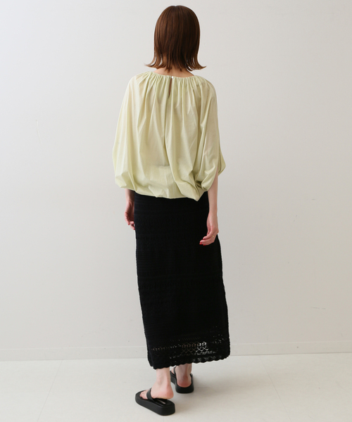 SLOBE IENA(スローブイエナ)の「シアーギャザーカットソー(Tシャツ/カットソー・レディース・ブラック/ライトグリーン・FREE)」の17枚目の写真