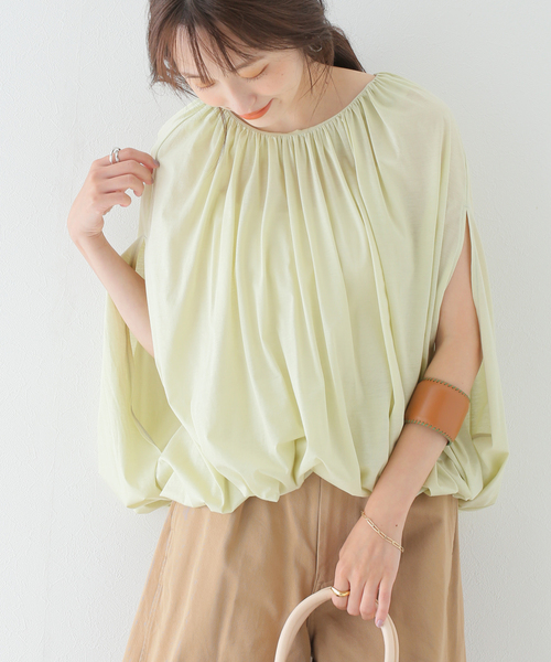 SLOBE IENA(スローブイエナ)の「シアーギャザーカットソー(Tシャツ/カットソー・レディース・ブラック/ライトグリーン・FREE)」の22枚目の写真