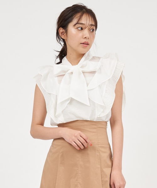 ROYAL PARTY(ロイヤルパーティー)の「ラッフルリボンブラウス(シャツ/ブラウス・レディース・ブラック/オフホワイト/ドット・FREE)」の12枚目の写真