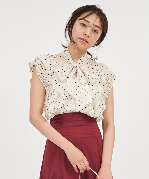 ROYAL PARTY(ロイヤルパーティー)の「ラッフルリボンブラウス(シャツ/ブラウス・レディース・ブラック/オフホワイト/ドット・FREE)」の15枚目の写真