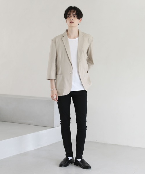 THE CASUAL(カジュアル)の「綿麻7分袖テーラードジャケット(テーラードジャケット・メンズ・ブラック/ベージュ/ネイビー/チャコール・M/XL/L)」の12枚目の写真