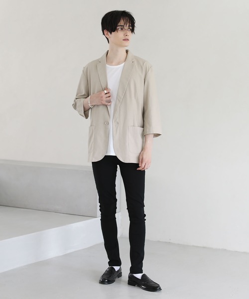 THE CASUAL(カジュアル)の「綿麻7分袖テーラードジャケット(テーラードジャケット・メンズ・ブラック/ベージュ/ネイビー/チャコール・M/XL/L)」の13枚目の写真