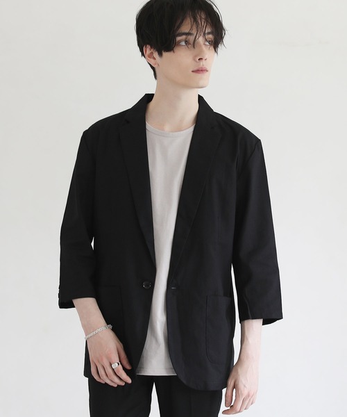 THE CASUAL(カジュアル)の「綿麻7分袖テーラードジャケット(テーラードジャケット・メンズ・ブラック/ベージュ/ネイビー/チャコール・M/XL/L)」の5枚目の写真
