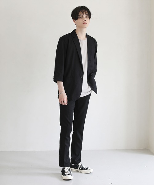 THE CASUAL(カジュアル)の「綿麻7分袖テーラードジャケット(テーラードジャケット・メンズ・ブラック/ベージュ/ネイビー/チャコール・M/XL/L)」の6枚目の写真