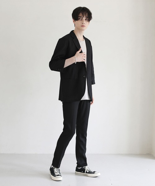 THE CASUAL(カジュアル)の「綿麻7分袖テーラードジャケット(テーラードジャケット・メンズ・ブラック/ベージュ/ネイビー/チャコール・M/XL/L)」の7枚目の写真