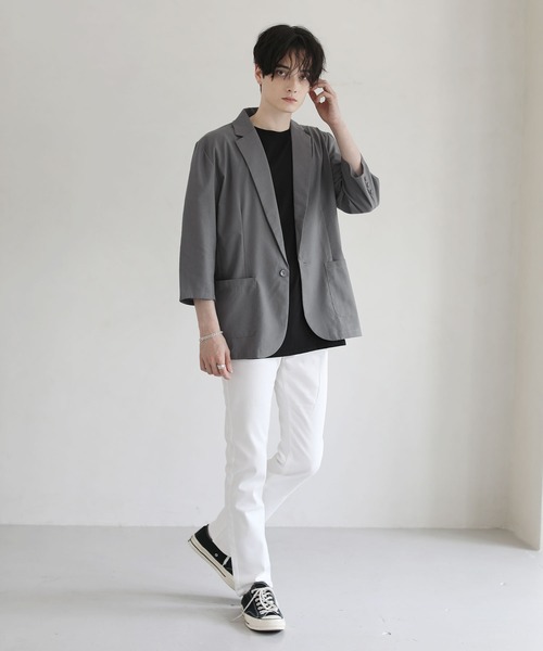 THE CASUAL(カジュアル)の「綿麻7分袖テーラードジャケット(テーラードジャケット・メンズ・ブラック/ベージュ/ネイビー/チャコール・M/XL/L)」の9枚目の写真