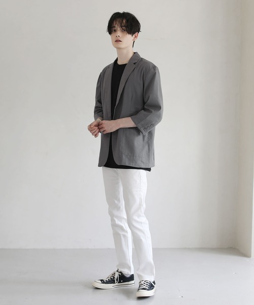 THE CASUAL(カジュアル)の「綿麻7分袖テーラードジャケット(テーラードジャケット・メンズ・ブラック/ベージュ/ネイビー/チャコール・M/XL/L)」の10枚目の写真