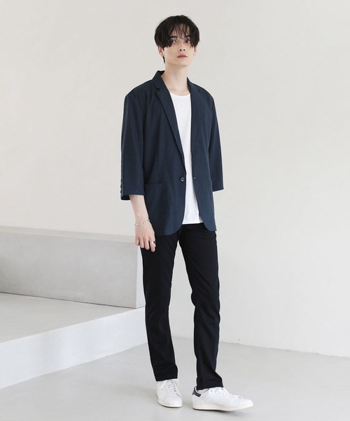 THE CASUAL(カジュアル)の「綿麻7分袖テーラードジャケット(テーラードジャケット・メンズ・ブラック/ベージュ/ネイビー/チャコール・M/XL/L)」の15枚目の写真