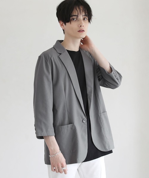 THE CASUAL(カジュアル)の「綿麻7分袖テーラードジャケット(テーラードジャケット・メンズ・ブラック/ベージュ/ネイビー/チャコール・M/XL/L)」の8枚目の写真